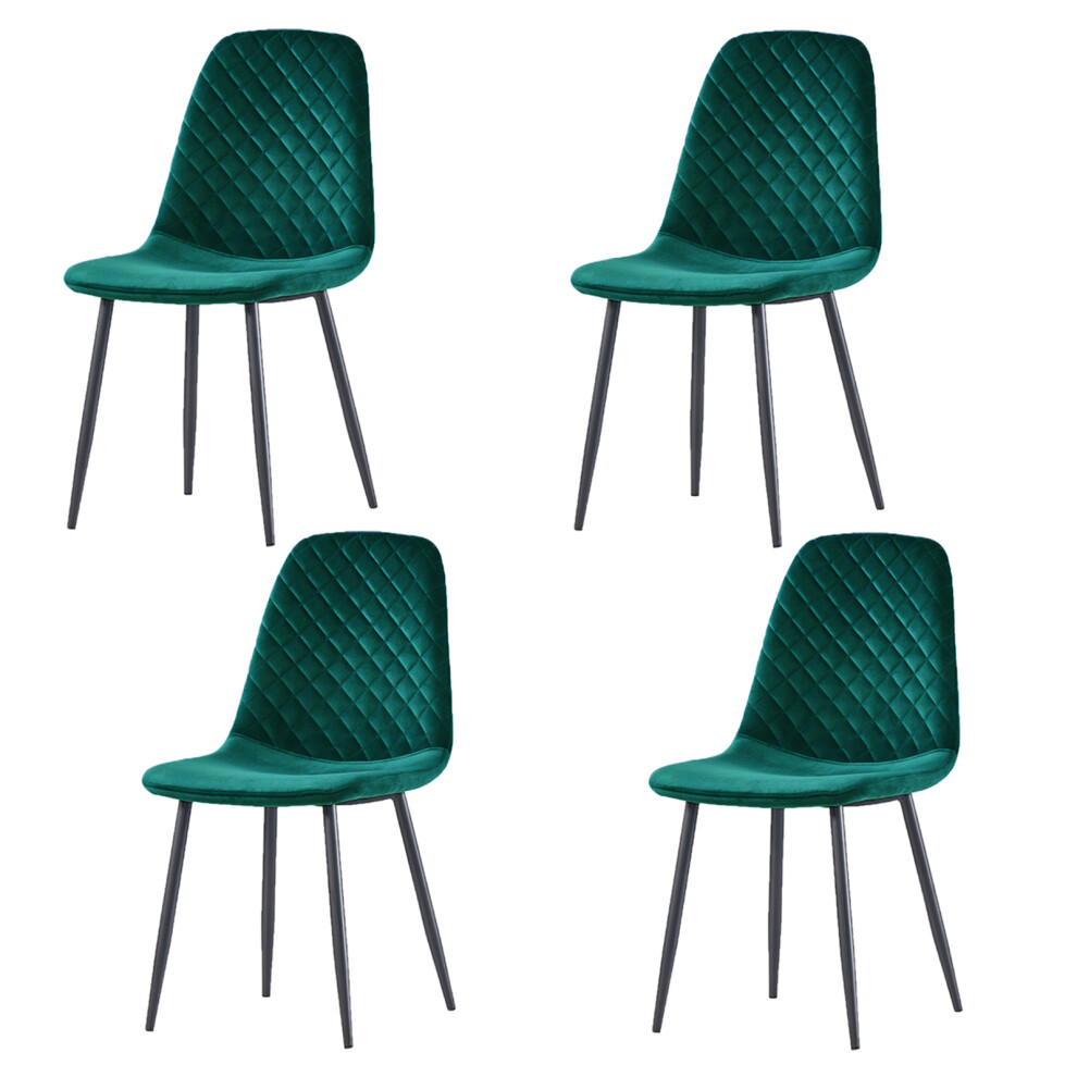 (Green, 4) 2/4 x Dining Chairs Velvet Chair metal Legs office