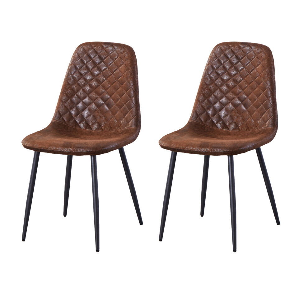 (Brown, 2) 2/4 x Dining Chairs Velvet Chair metal Legs office