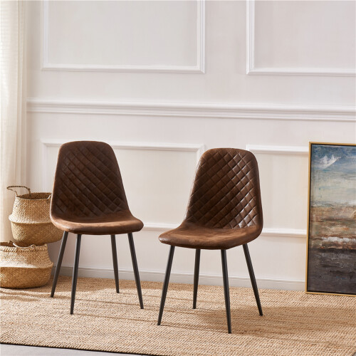 (Brown, 2) 2/4/6x Dining Chairs metal Legs Home office 2