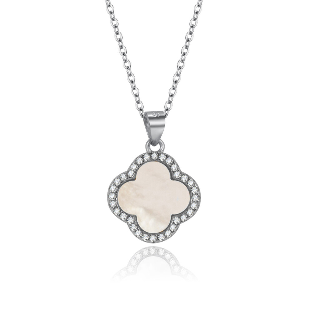 (Necklace 4) S925 Sterling Silver Clover Black Agate Necklace Fritillaria Luxury Pendant Malachite