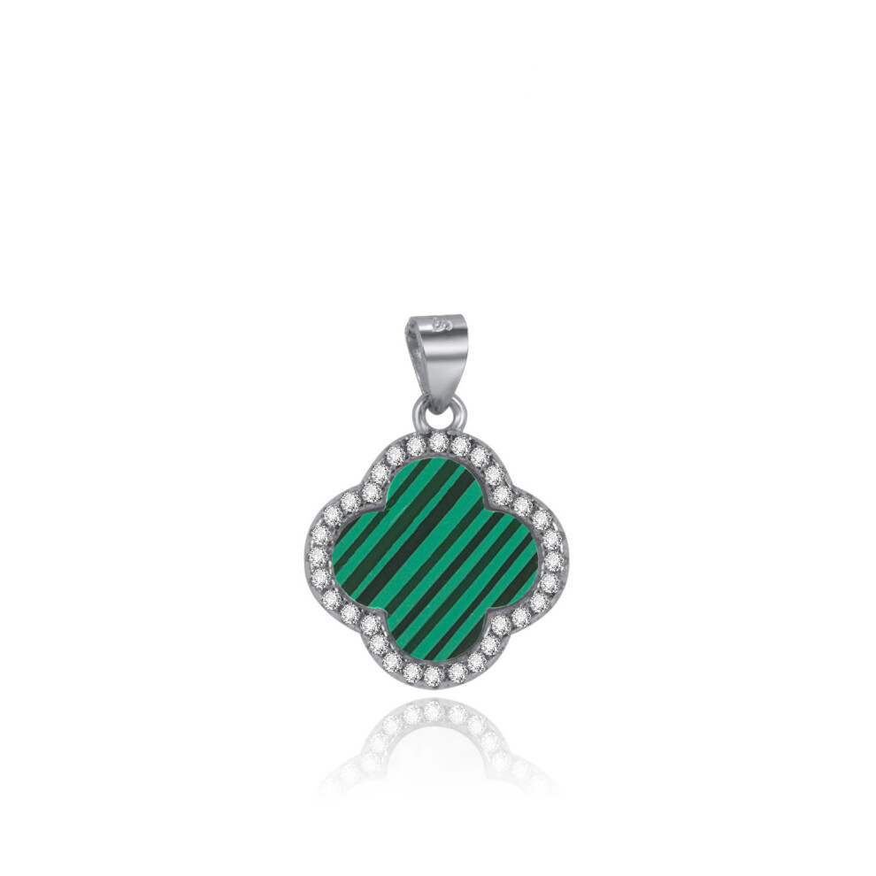 (Pendant 6) S925 Sterling Silver Clover Black Agate Necklace Fritillaria Luxury Pendant Malachite