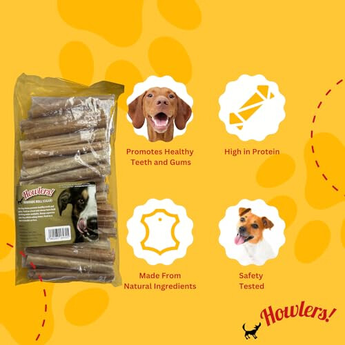 HOWLERS Pack of 50 Natural Rawhide Cigars 1.125 KG Rawhide Dog Chews