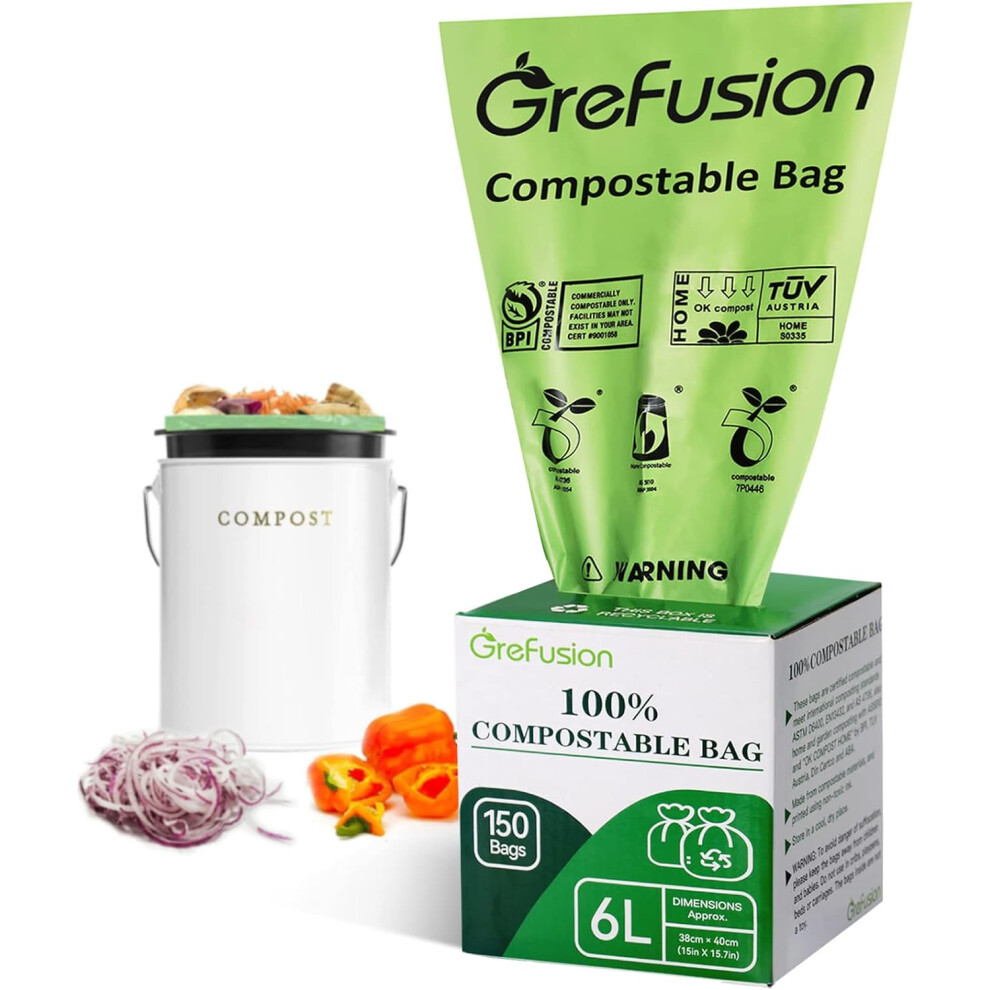 GreFusion Compostable Caddy Liners 6 Litre x 150 Bags food waste bags