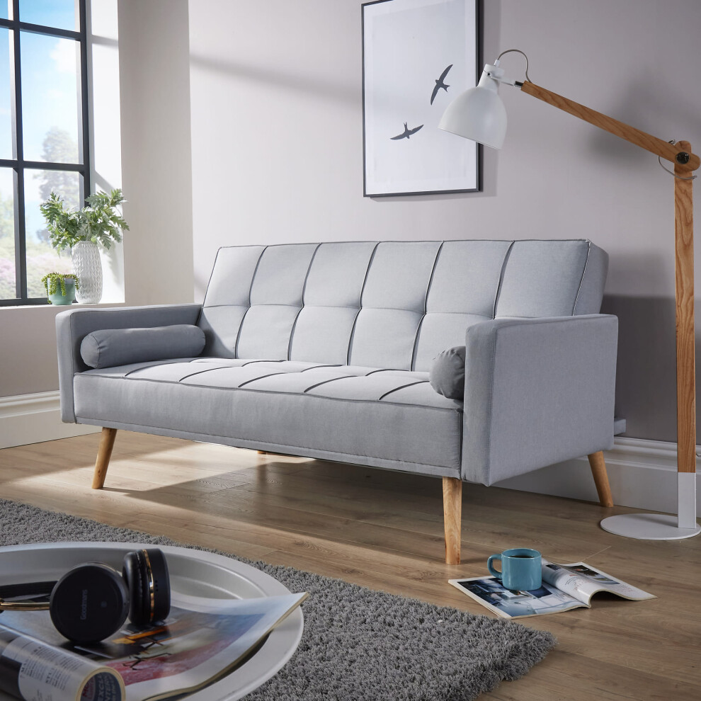 Home Source Eclipse Linen 3 Seater Double Folding Sofa Bed - Grey