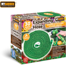 Expandable Garden Hose Pipe 30m/100ft - Includes 7 Function Nozzle Spray Gun Adapters Hanging Hook Holder