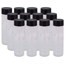 Pack Of 12 13.6oz (400ml) Clear Pet Plastic Juice Bottles With Black Lid