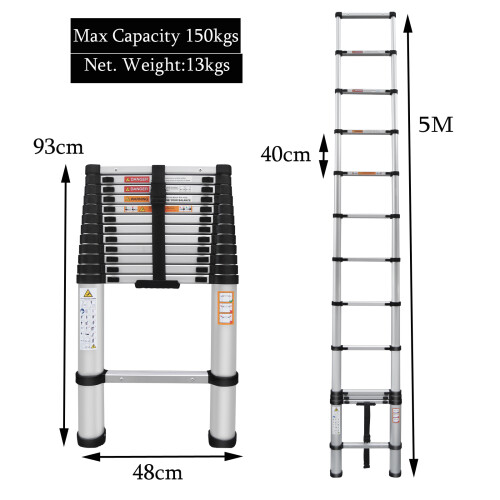 Telescopic Ladder Multi-Purpose Folding Aluminium Telescoping Ladder ...