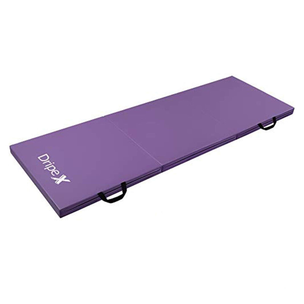 (Purple) Dripex Foldable Gym Mat:6FT,5cm Thick,Soft PU Leather
