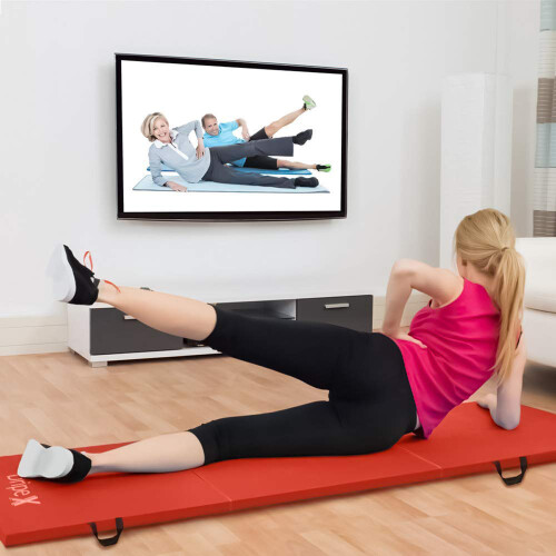 Dripex (Red) Dripex Foldable Gym Mat:6FT,5cm Thick,Soft PU Leather 2
