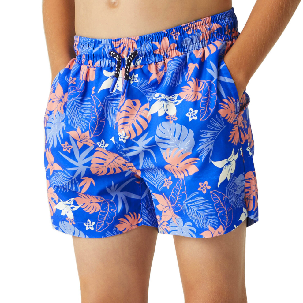 Regatta (5-6 Yrs, Hawaiian) Kids Boys Skander Iii Elasticated Swim Swimming Shorts Blue