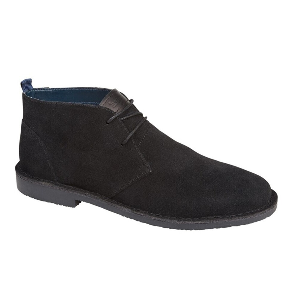 (9 UK, Black) Roamers Mens Suede Desert Boots