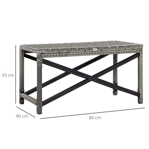 Outsunny Outsunny PE Wicker Outdoor Coffee Table, Rattan Side Table w/ Plastic Board 1
