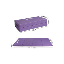 (Purple) 8FT Foldable Gym Mat: Thick Foam, Soft PU Leather
