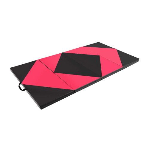 Dripex (Black&Pink) 8FT Foldable Gym Mat: Thick Foam, Soft PU Leather