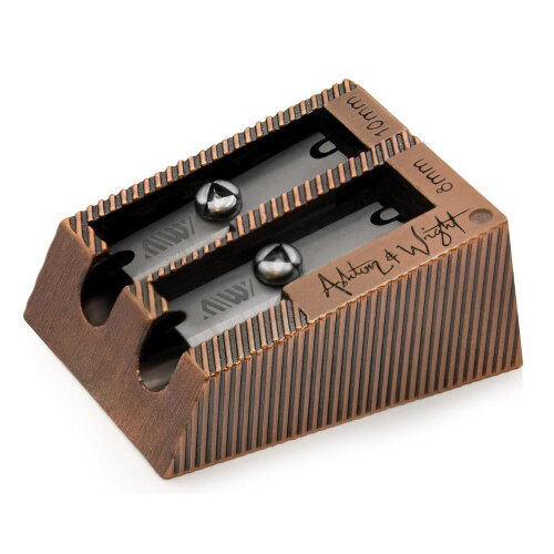 (Copper, Double Hole) Ashton and Wright Metal Pencil Sharpeners - 2 Pack 2