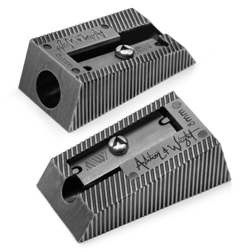 (Silver, Single Hole) Ashton and Wright Metal Pencil Sharpeners - 2 Pack