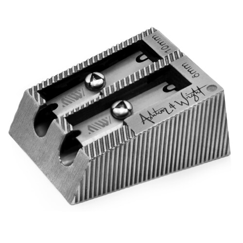 (Silver, Double Hole) Ashton and Wright Metal Pencil Sharpeners - 2 Pack 1