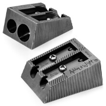 (Silver, Double Hole) Ashton and Wright Metal Pencil Sharpeners - 2 Pack