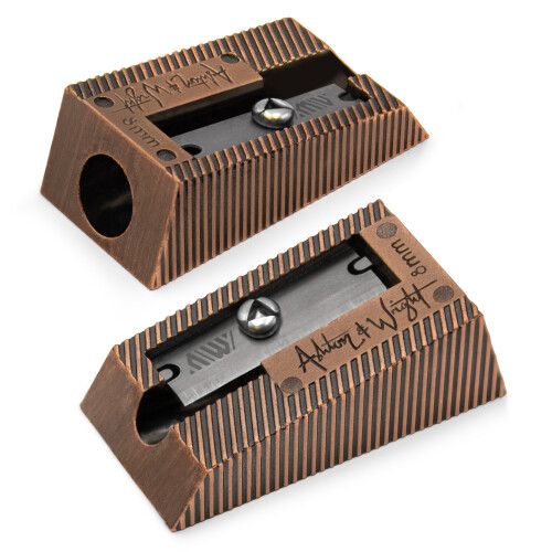 (Copper, Single Hole) Ashton and Wright Metal Pencil Sharpeners - 2 Pack
