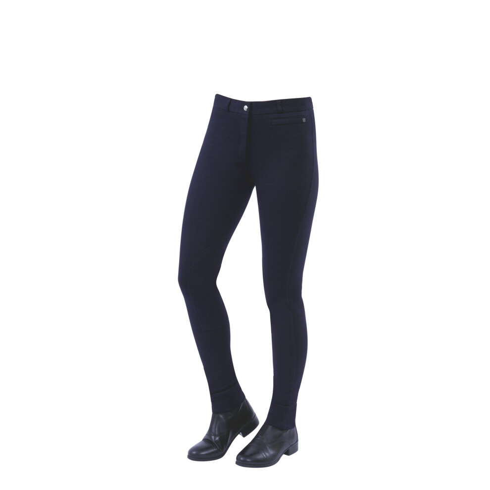 (34in, Navy) Dublin Womens/Ladies Supa-fit Zip Up Knee Patch Jodhpurs