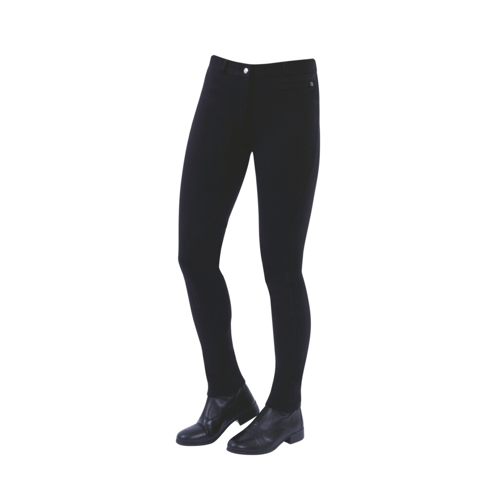 (36in, Black) Dublin Womens/Ladies Supa-fit Zip Up Knee Patch Jodhpurs