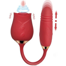 Rose Toy Vibrator, 3 In 1 Rose Massager With Powerful 10 Modes Of Penetration And Vibration Red