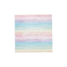 Hootyballoo 16 Pack Eco Rainbow 'Happy Birthday' Paper Napkins Party Tableware