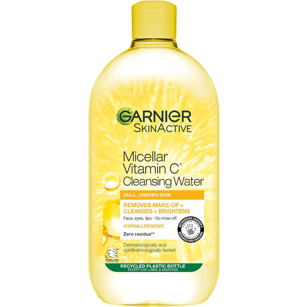 Garnier Micellar Vitamin C Water For Dull Skin 700ml, Brightening & Glow Boosting Face Cleanser & Makeup Remover
