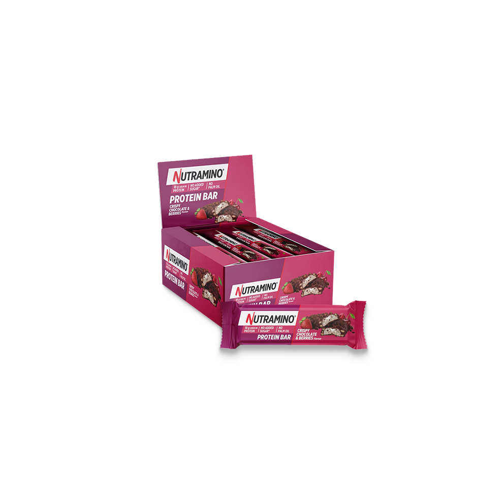 Nutramino Crispy Choc & Berries High Protein Bar (12 x 55g) Best Bef June 2024