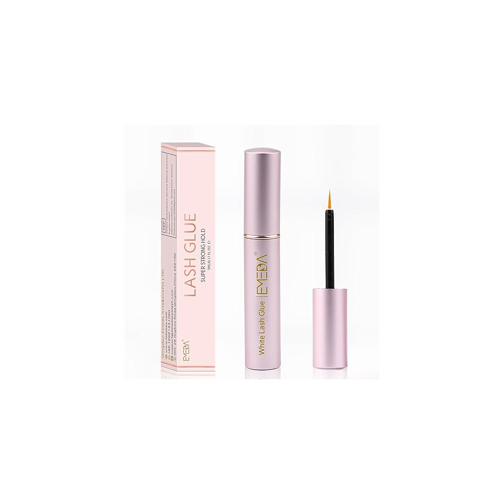 Emeda White Super Strong Hold False Eyelash Glue Professional Latex Free Eyelash Glue Waterproof Lash Glue Transparent Strip Eyelash Adhesive Lashes
