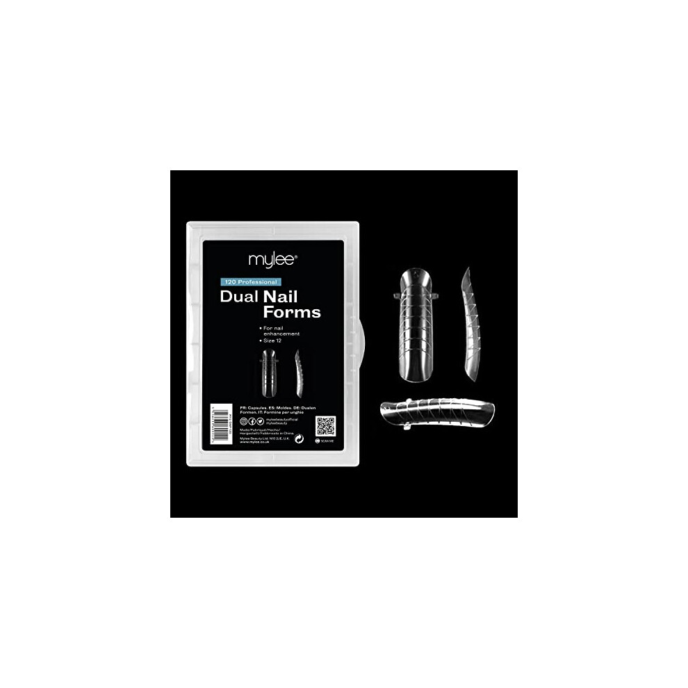 Mylee Dual Nail Forms - 12 Sizes to choose from - Reusable, 120 nail forms for multiple applications - Acrylic Nail Molds, For Polymer Gel Nail
