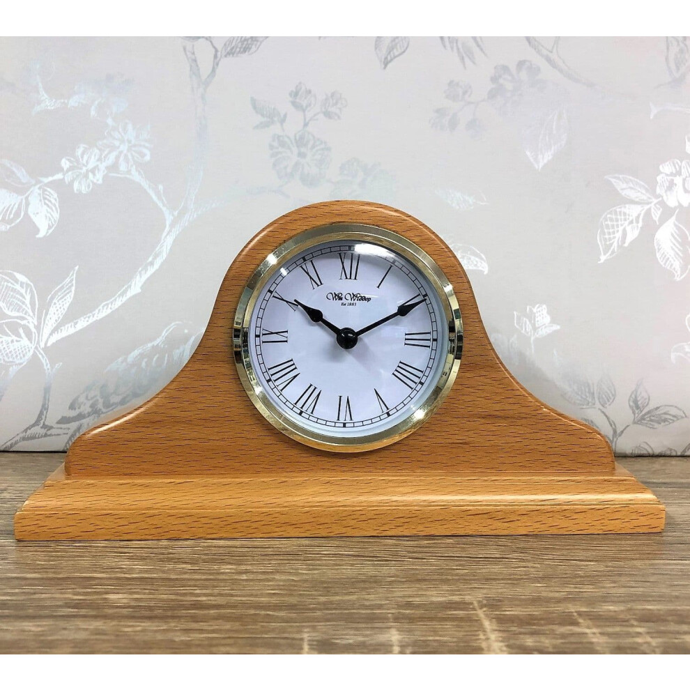 Classic shape Napoleon Design Light Wood, Quartz Mantel Clock - W2671