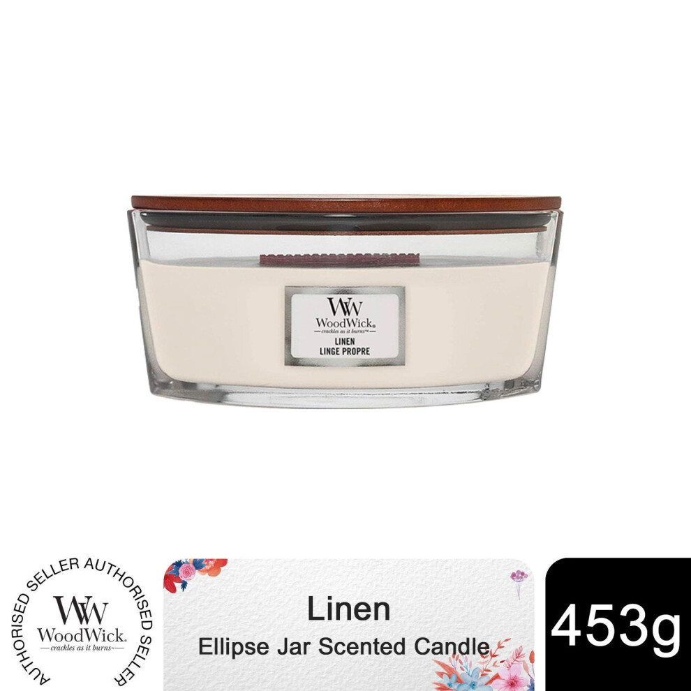 Woodwick Ellipse Jar Scented Candle - Linen, 453g