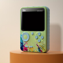 (Green) Retro Handheld Game Console with Large Screen and Cute Cartoon Gamepad