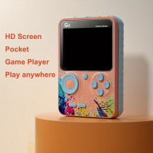 (pink) Retro Handheld Game Console with Large Screen and Cute Cartoon Gamepad