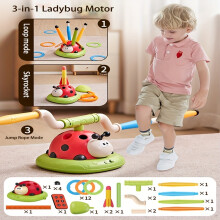 (296Y [ring   Skipping Rope   Soaring Rocket]) 3-in-1 Ladybug Exercise Machine Toy For Children Indoor Training Equipment