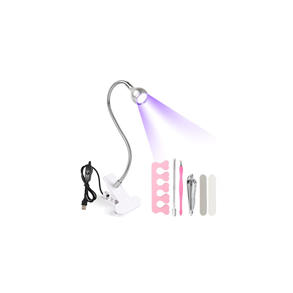 LIONVISON UV Nail Lamp, UV Lamps for Gel Nails with 4 Adjustable Intensity for Nail Polish Curing, 5W Rotatable LED Nail Lamp with Securing Clip, Mini