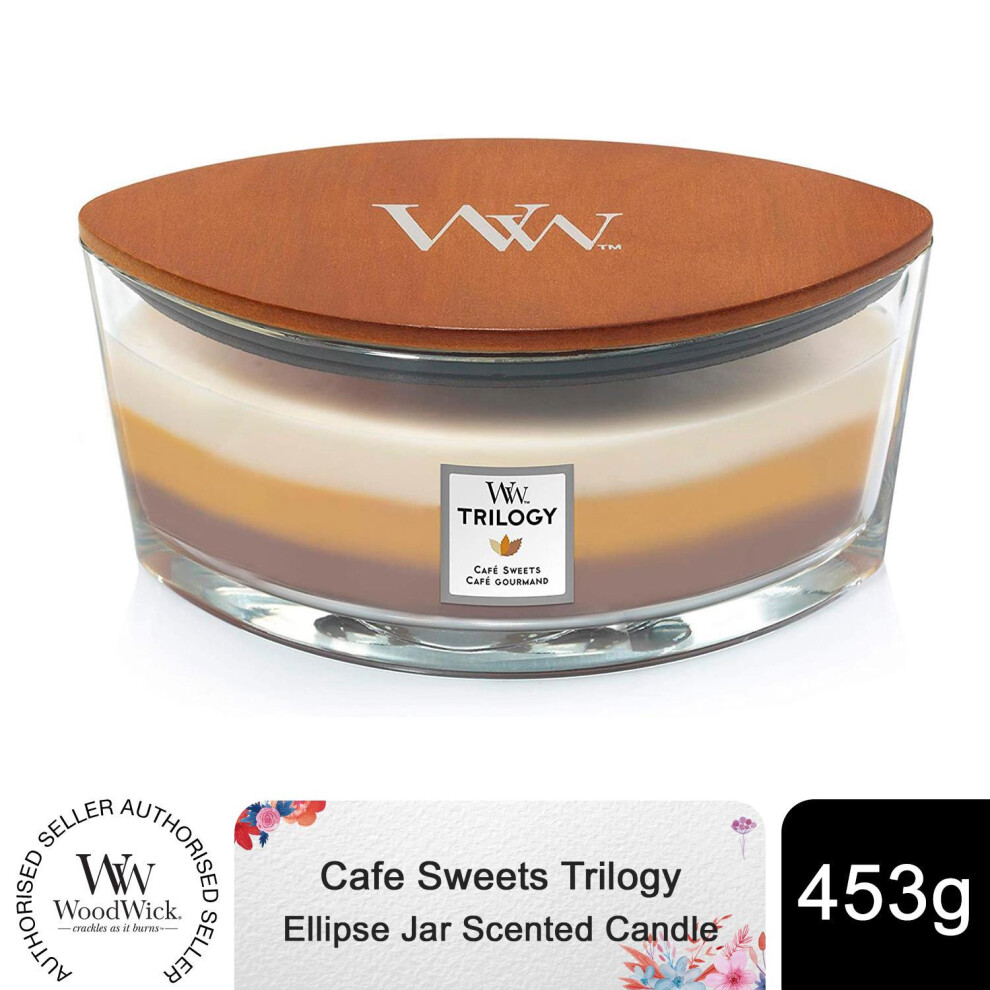 Woodwick Trilogy Ellipse Jar Scented Candle - Cafe Sweets, 453G