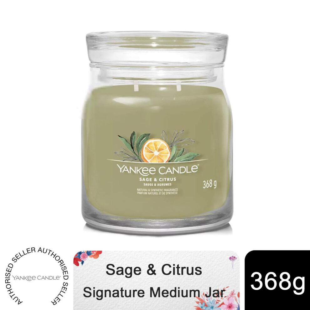 Yankee Candle Signature Medium Jar Scented Candle-Sage & Citrus, 368g