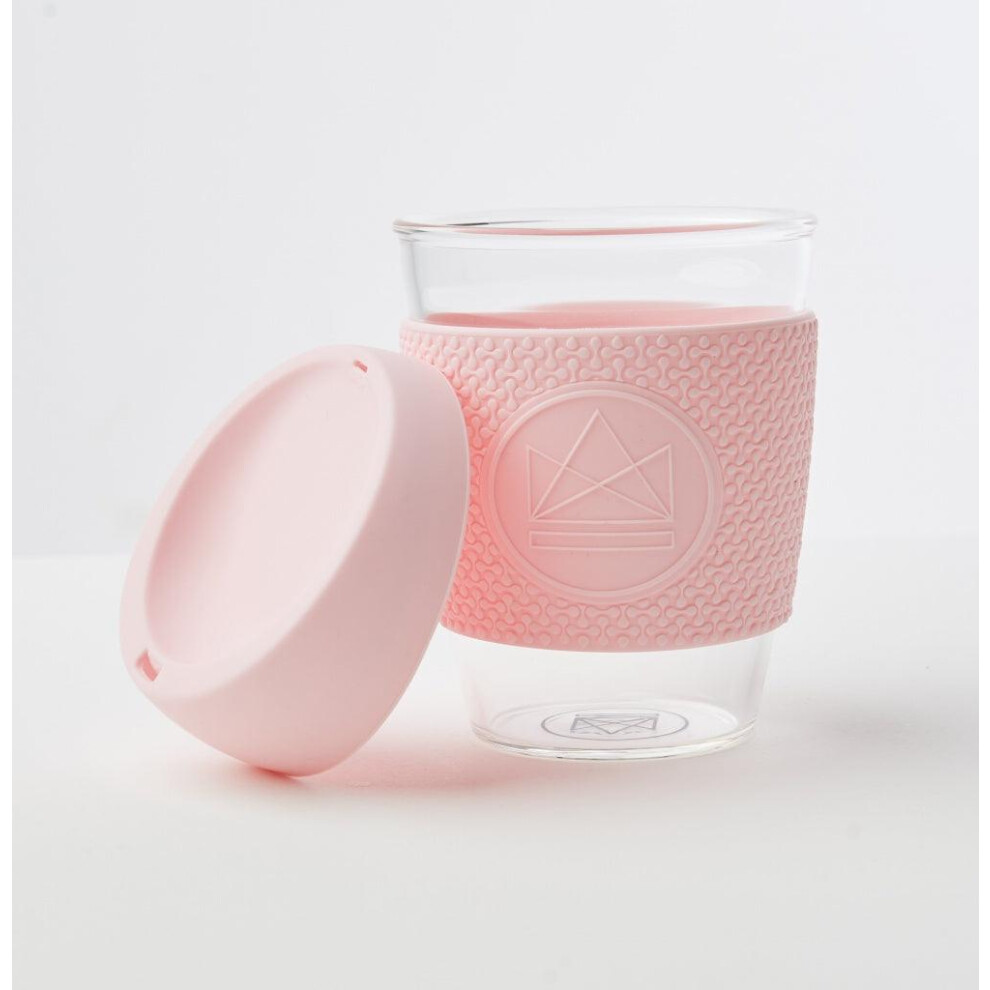 Reusable Glass Coffee Cup - 340ml - Pink Flamingo