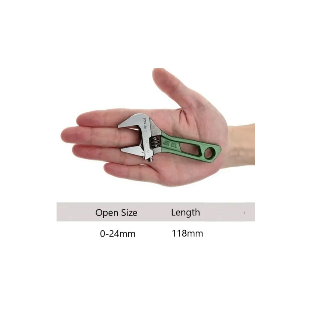 (118 mm) WEIDA stubby wide opening adjustable wrench spanner anti slip grip118-185mm long