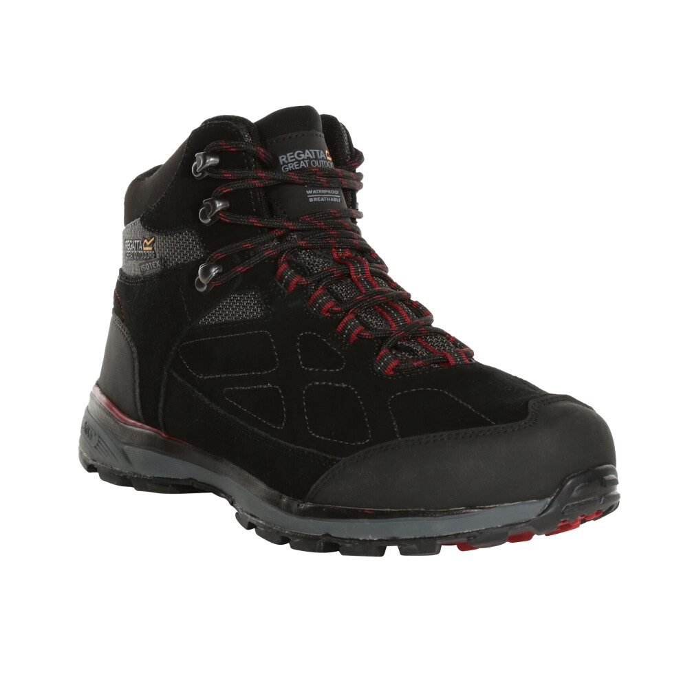 (UK Size 9, Black/Dark Red) Regatta Mens Samaris Suede Hiking Boots