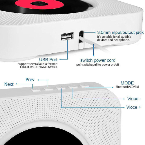 Portable Cd Player With Bluetooth, Qoosea Wall Mountable Cd Players 1
