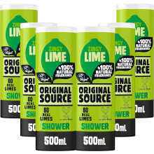Original Source Lime Shower Gel, 100 Percent Natural Fragrance, Vegan, Cruelty Free, Paraben Free, Bulk Buy, Pack of 6 x 500 ml