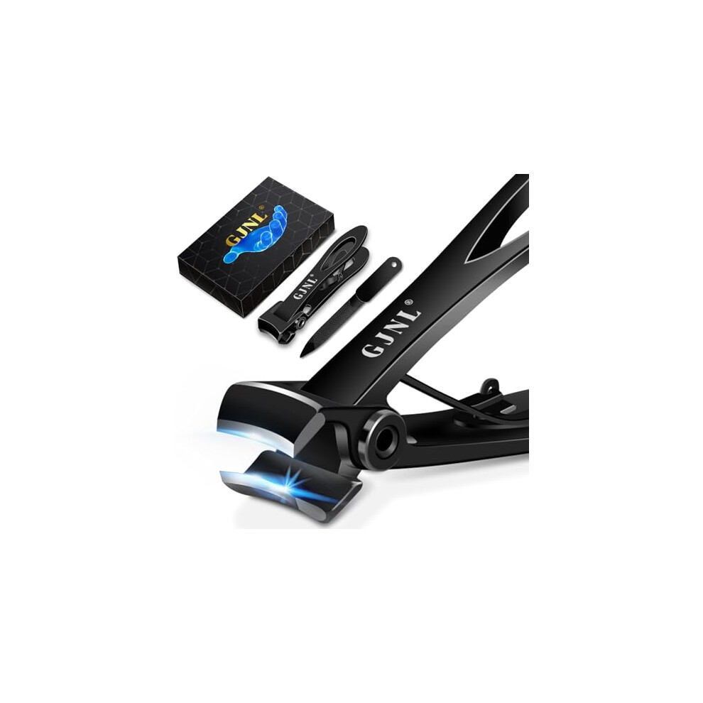 Gjnl Ultra Wide Jaw Opening Nail Clippers - 16Mm Nail Clippers For Men Thick Nails, Sharp Extra Toenail Clippers For Seniors Nails Cutter With Long Handle,