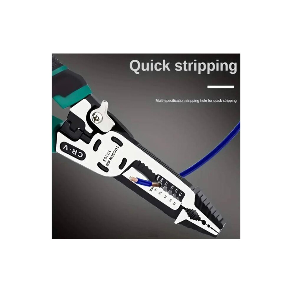 Multifunctional Long Nose Pliers Wire Stripper Cable Cutter Crimping, 225Mm Long 6971876619303