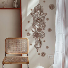 Shxx Mandala Lotus Wall Decal,removable Lotus Palm Meditation Art Murals Dcor For Living Room, Bedroom, Tv Wall B117-205