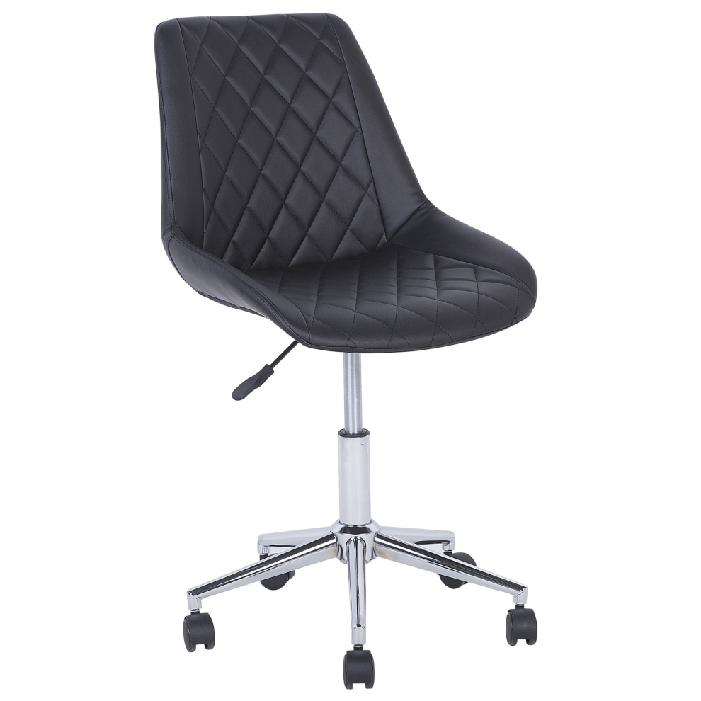 Desk Chair Swivel MARIBEL Faux Leather Black