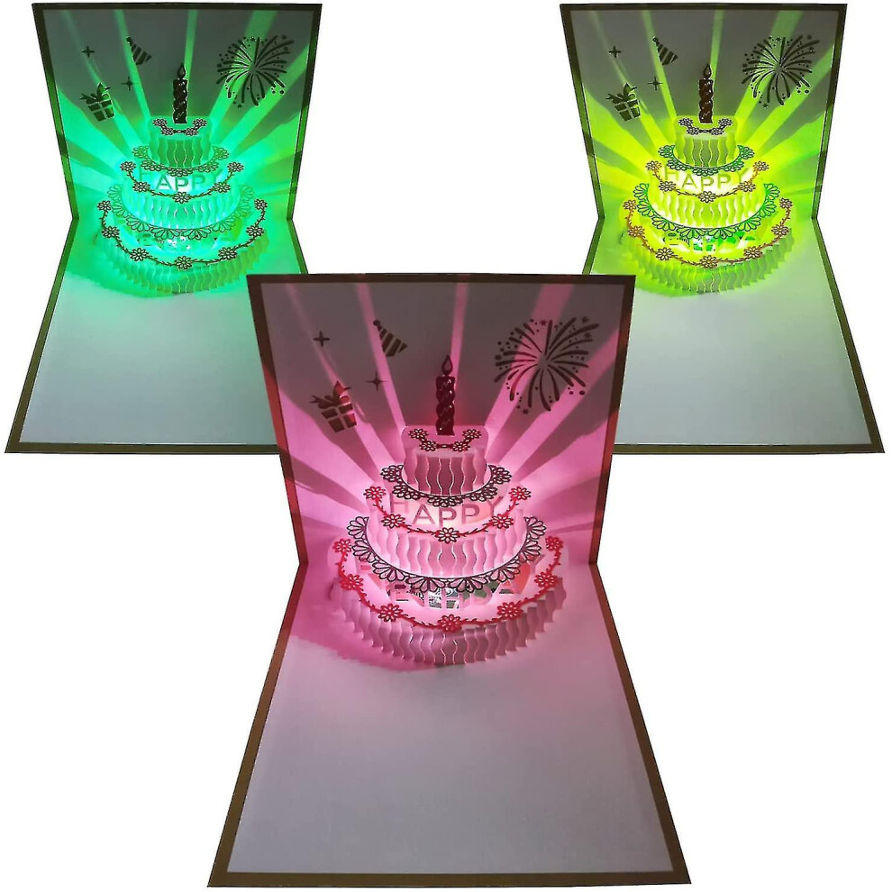3d Birthday Cards, 1 Pack Color Changing Light