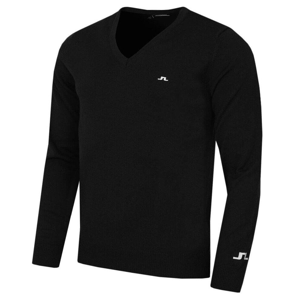 (M, Black) J.Lindeberg Mens Lymann Merino Wool Knitted Golf Sweater